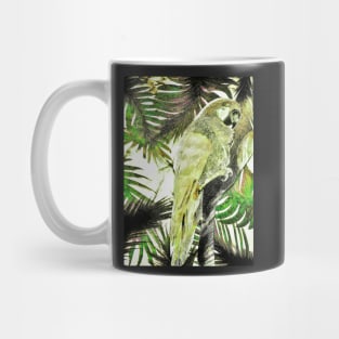 TROPICAL PARROT VINTAGE STYLE POSTER,DECO MACAW KHAKI GREEN ART PRINT Mug